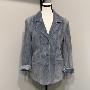 90's VTG Atelier by Brandon Thomas Small Suede Leather Blazer Jacket 90s Preppy